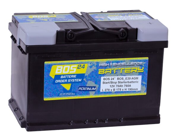 BOS24® Optimum Performance PLATINUM BOS_A7 AGM Start/Stop Starterbatterie 12 V 70 Ah 760A (EN)